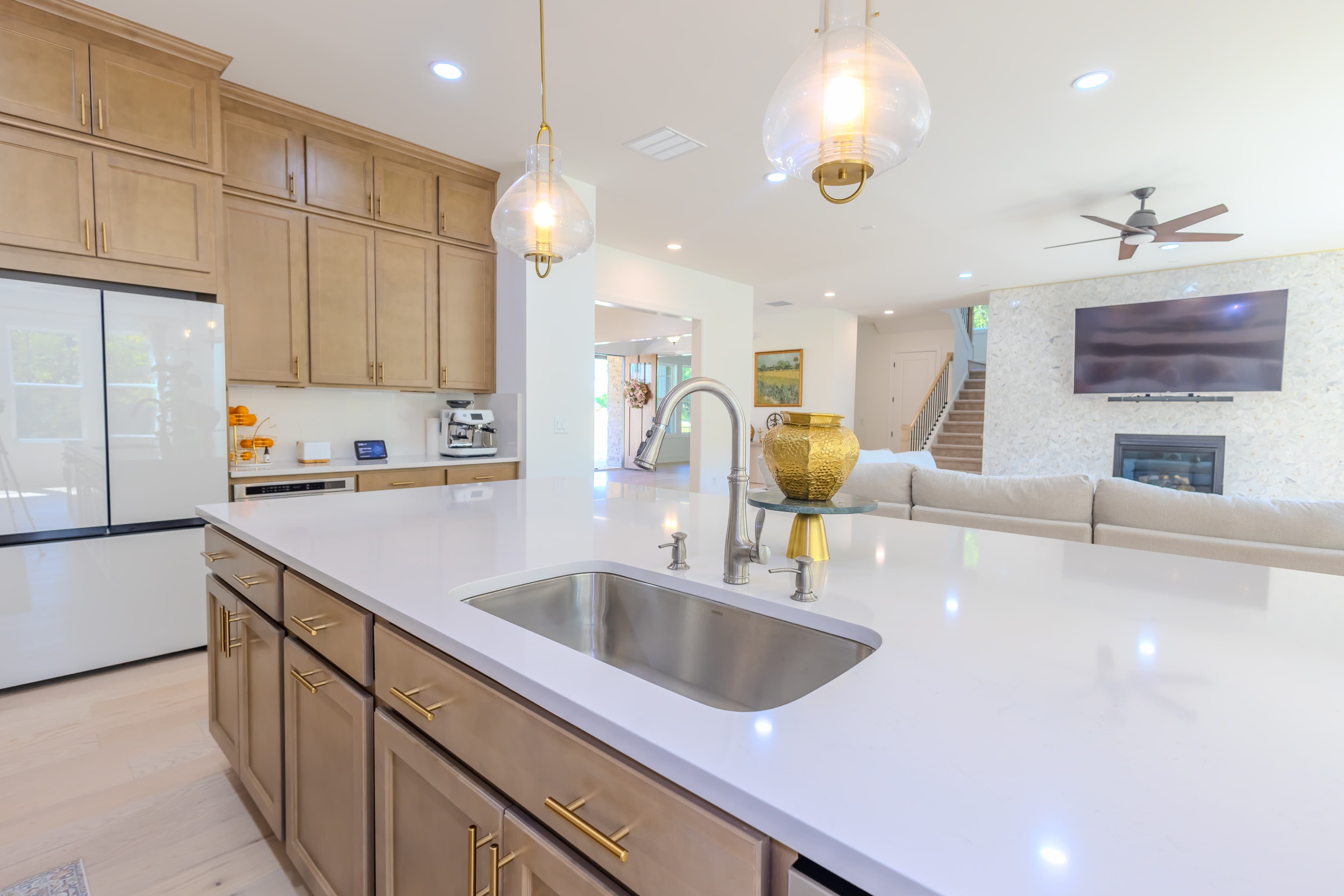 Kitchen island and TV